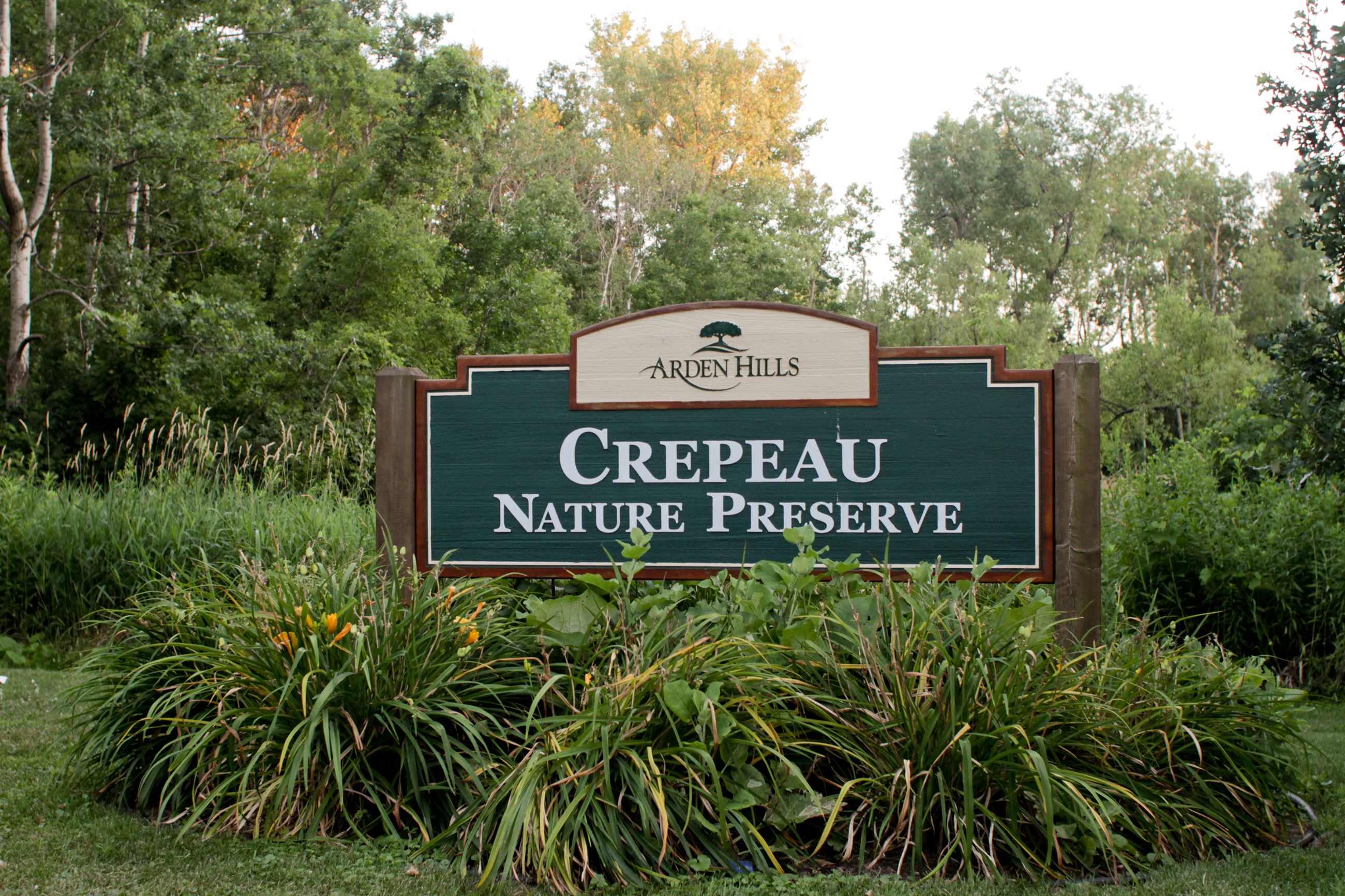 Crepeau Nature Reserve Sign in the Summertime