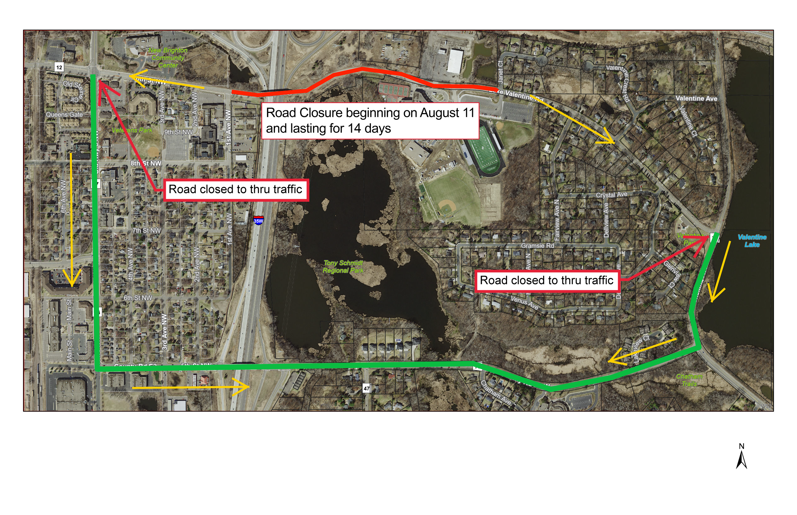 Mounds View High School Improvements - Detour Map Aug 11